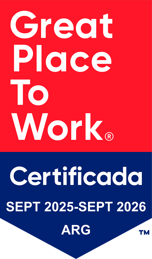 Empresa certificada por Great Place to Work como uno de los mejores lugares para trabajar en Argentina
